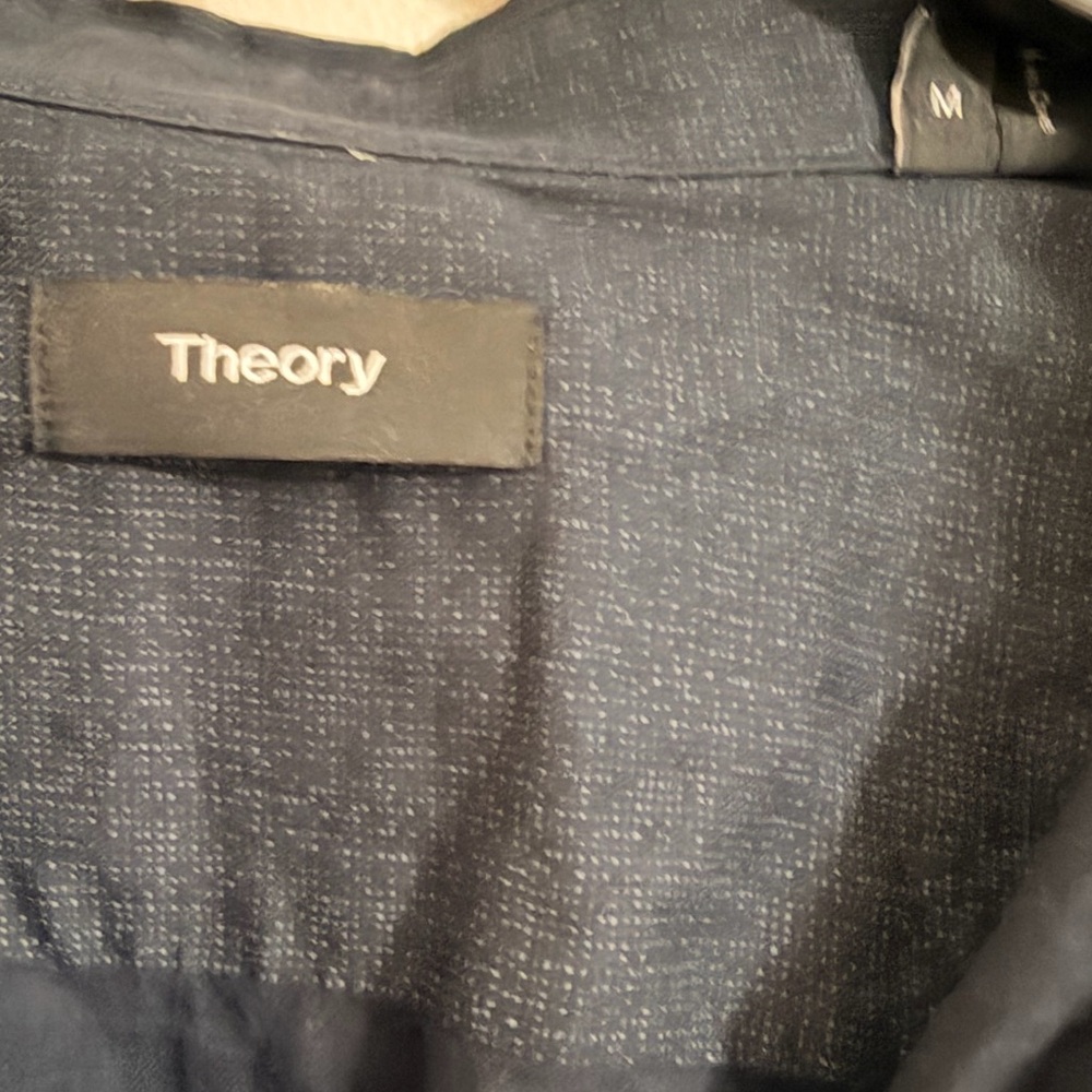 Theory Navy Blue Patterned Collared Button Down L… - image 2